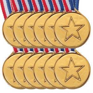 Unique Bargains Plastic Lightweight Embossed Pentagram Bright Appearance Sports Award Medals Mini 12 Pcs 1.5" - 1 of 4
