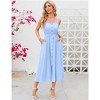 Women's Dress Casual Summer Spaghetti Strap Dress Button Down Sleeveless A Line Beach Swing Midi Sundress - 2 of 4