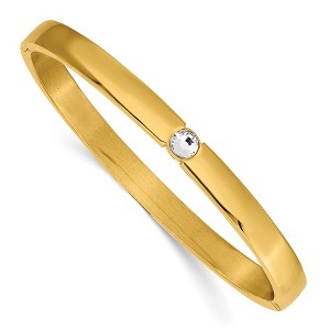 Chisel Stainless Steel Polished Yellow IP-plated Preciosa Crystal 6mm Hinged Bangle - 1 of 4