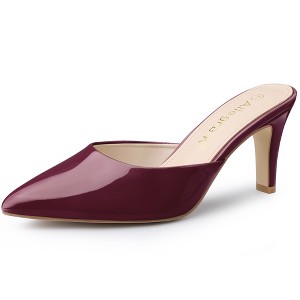 Allegra K Women's Casual Office Pointed Toe Slip-On Stiletto Slide Mules Heels - 1 of 4