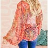 Women's Boho Front Tie Knot Dolman Sleeve Oversized Print Duster Top - And The Why L - 2 of 4