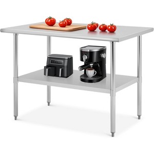 Stainless Steel Table for Prep & Work,2-Tier Shelf Commercial Metal Worktable Adjustable Height & Leveling Feet for Restaurant - 1 of 4
