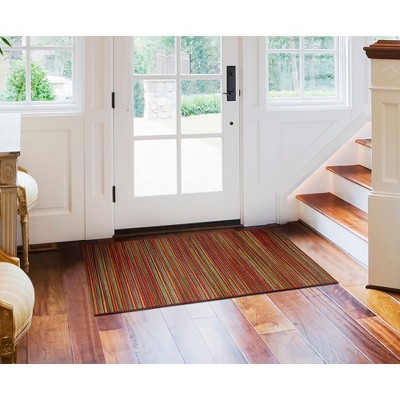 Saffron Stripe Synthetic Flat Woven Indoor/Outdoor Rug