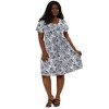 Agnes Orinda Women's Plus Size Floral Inverted Box Pleat Boho T-Shirt Dresses - 3 of 4