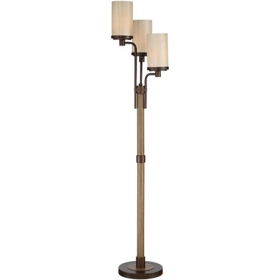 Bronze Faux Wood Multi-Head Torchiere Floor Lamp