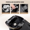 Karl Home Black Salon Shampoo Bowl and Chair Backwash Unit with Extra Large Ceramic Bowl - 3 of 4