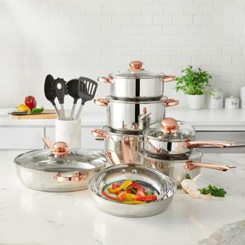 BrylaneHome 18 Piece Copper Accent Stainless Set