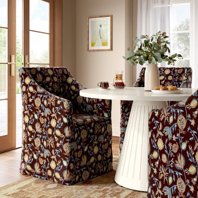 Replacement Slipcover Only for Sloped Arm Dining Chair in Magdalena Floral Maroon - Threshold™