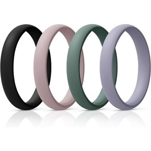 Women's Bridal Rings Sets, Thin and Stackable Rings Silicone Women Wedding Promise Rings for Gift,Ring for Work Out- 2.5mm Width - 1.8mm Thick - 1 of 4