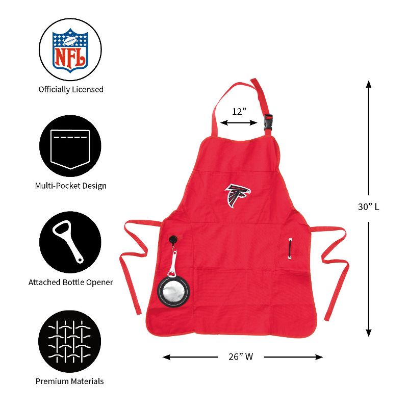 Evergreen NFL Atlanta Falcons Ultimate Grilling Apron Durable Cotton with Beverage Opener and Multi Tool, 3 of 7