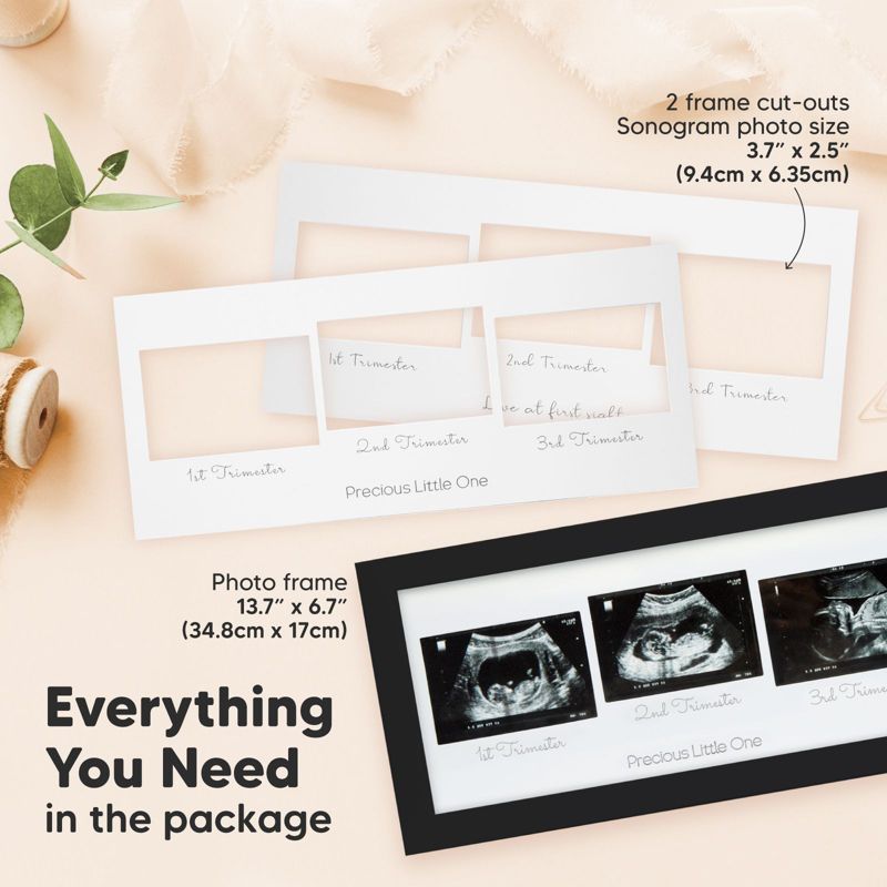 KeaBabies Trio Baby Sonogram Picture Frame, Baby Ultrasound Picture Frames for Baby Nursery, Mom to Be Gifts, 2 of 10