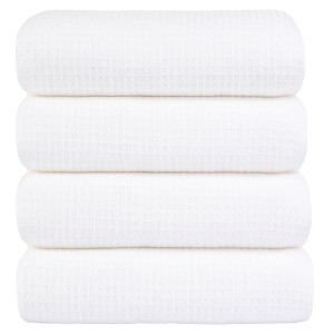 PiccoCasa 100% Cotton Soft and Thick Absorbent Waffle Weave Bath Towels 4 Pcs - 1 of 4