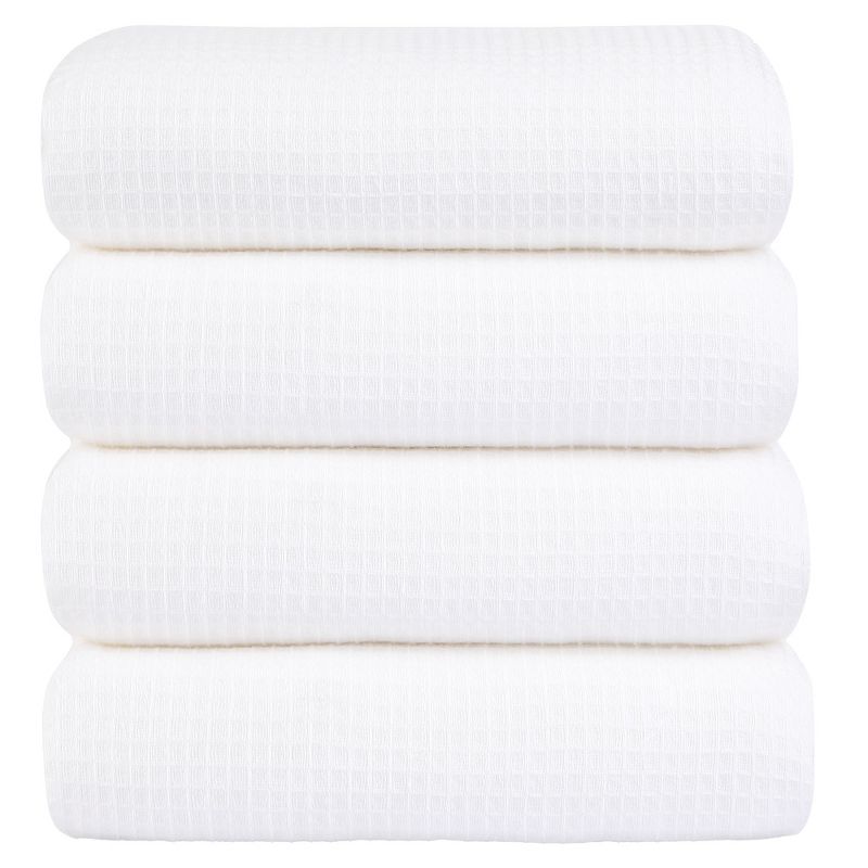 PiccoCasa 100% Cotton Soft and Thick Absorbent Waffle Weave Bath Towels 4 Pcs, 1 of 7