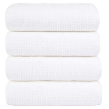 PiccoCasa 100% Cotton Soft and Thick Absorbent Waffle Weave Bath Towels 4 Pcs