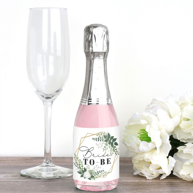 Big Dot of Happiness Boho Botanical Bride - Mini Wine & Champagne Bottle Label Stickers - Greenery Bridal Shower & Wedding Party Favor Gift for 16 Ct, 2 of 8