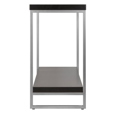 Espresso Brown Wood and Metal Console Table with Storage