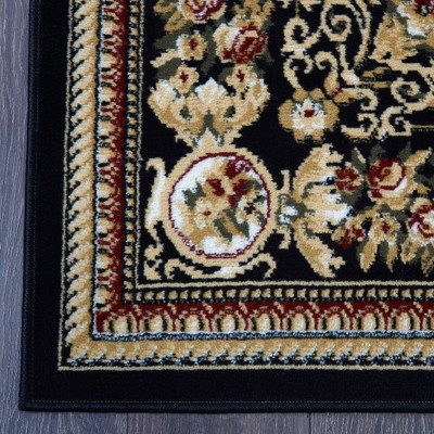 Black Rectangular Medallion Synthetic Area Rug
