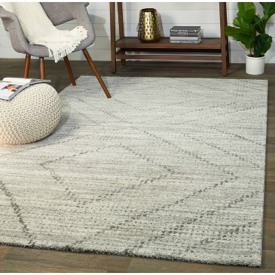 Gray Geometric Flat Woven Rectangular Synthetic Rug 9' x 12'