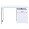 Sapphtopaz 47" Modern Reversible Desk with 3 Drawers Wood Computer Desk with Metal Frame and File Cabinet Desk for Bedroom, Study Room, Office - 2 of 4