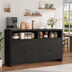 Farmhouse Buffet Sideboard Cabinet with Storage, Coffee Bar with Doors and Adjustable Shelves, Modern Wood Console Cabinet for Kitchen, Livingroom - 1 of 4