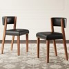 AMERLIFE Upholstered Dining Chairs, Mid-Century Modern Fabric Chairs with Curved Backrest and Pine Wood Legs - 2 of 4