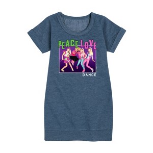 JoJo Siwa Peace Love Dance Graphic Short Sleeve Fleece Dress - Heather Navy - Small - 1 of 4