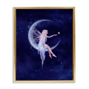 Stupell Industries Fairy & Crescent Moon Floating Frame Canvas Art - 1 of 4