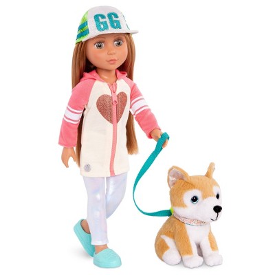 Glitter Girls Tavi with Dog Plush Nougat 14" Doll & Pet Set