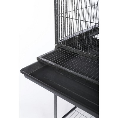 Black Wrought Iron Multi-Level Bird Cage with Stand