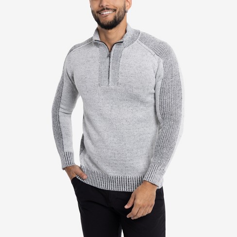 X Ray Men's Quarter-zip Pullover Sweater In Grey Marble Size Medium ...