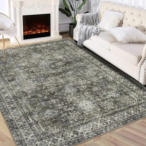 Vintage Area Rugs for Living Room, Washable Carpet Indoor Non Slip Large Area Rugs, Soft Low Pile Rug Foldable Floor Rug - 1 of 4