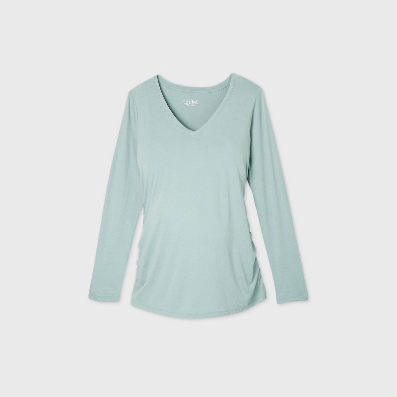 Long Sleeve V-Neck Side Shirred Maternity T-Shirt - Isabel Maternity by Ingrid & Isabel™, 1 of 2