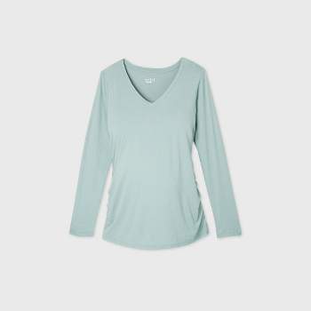 Long Sleeve V-Neck Side Shirred Maternity T-Shirt - Isabel Maternity by Ingrid & Isabel™