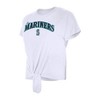 MLB Seattle Mariners Women's White Front Knot T-Shirt - 3 of 4