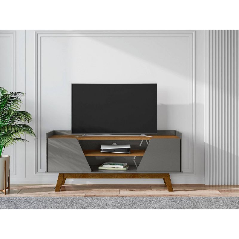 Marcus Mid-Century Modern 4 Shelf TV Stand for TVs up to 55&#34; Gray - Manhattan Comfort, 2 of 7