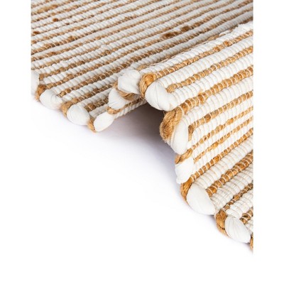 Handmade Beige/Ivory Braided Jute Rug 2' x 3' Indoor Stripe Design