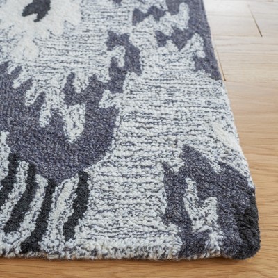Grey and Black Hand-Tufted Wool Runner Rug