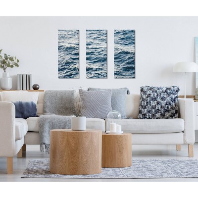 Set of 3 Coastal Ocean Waves Canvas Wall Art