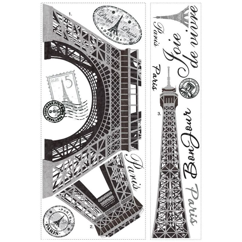 Eiffel Tower Peel and Stick Giant Wall Decal Black - ROOMMATES, 5 of 12