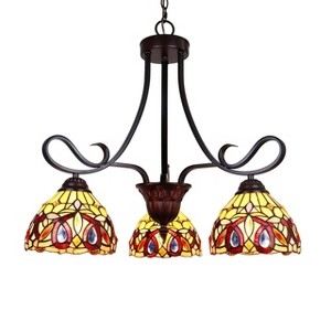 Chloe Lighting Serenity Victorian Tiffany-Style Dark Bronze 3 Light Mini Chandelier 25" Wide - 1 of 4