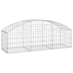 vidaXL Gabion Basket Silver Galvanized iron 39.4 x 11.8 x 15.7/23.6 in - 59.1" x 19.7" x 15.7"/23.6" - 1 of 4