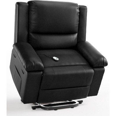 Power Lift Recliner Chair with Heat & Massage, PU Leather Electric Lift Recliner for Elderly, Adjustable Back & Leg Rest