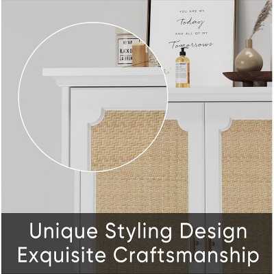 Vynxaria Rattan Sideboard Buffet with Liquor Storage Kitchen Console Decorative Cabinet For Corridors Entrances Living Rooms