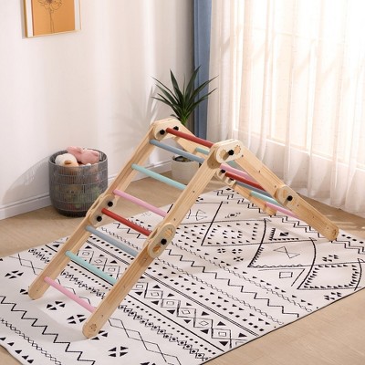 Colorful Wooden Indoor Climbing Tower with Slide