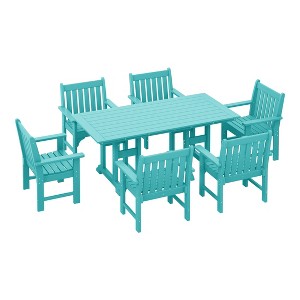 WestinTrends Malibu 7-Piece HDPE Outdoor Dining Patio Table and Chairs Set - 1 of 4