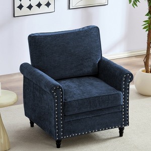 Mjkone Chenille Fabric Modern 3-Seater Sofa Couch/Loveseat Sofa/Single Sofa Armchair  with Rivet Design,Living Room Sofa - 1 of 4