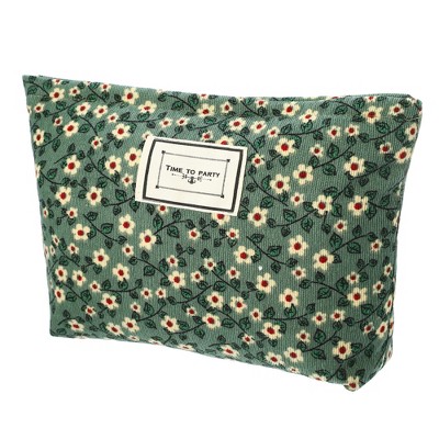 Unique Bargains Women's Floral Large Capacity Makeup Bag Green 1 Pc ...