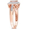 EVERLY JEWELRY | 10K Rose Gold 1/4 CT TDW Diamond Double Halo Square Cluster Split Shank Ring - 2 of 4