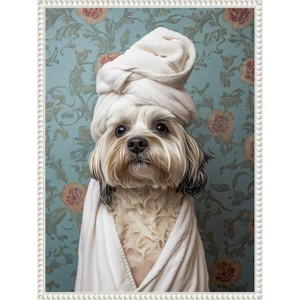 Amanti Art Spa Day Pooch by Mowzu  Framed Canvas Wall Art - 1 of 4
