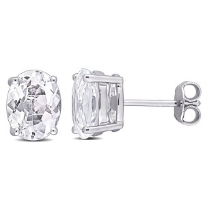 EVERLY JEWELRY | Sterling Silver Oval-cut Gemstone Stud Earrings– Multiple Gemstone Options - 1 of 4